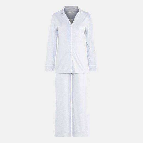 Hannah Grace Maternity Navy Winter Long Sleeve Button Down PJ Set