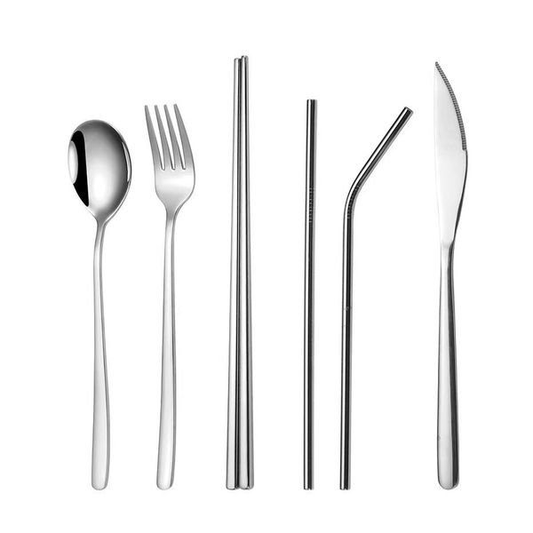 Silver Finish 8 pcs Fork and Knife Travelling Set (FKS-002-S)