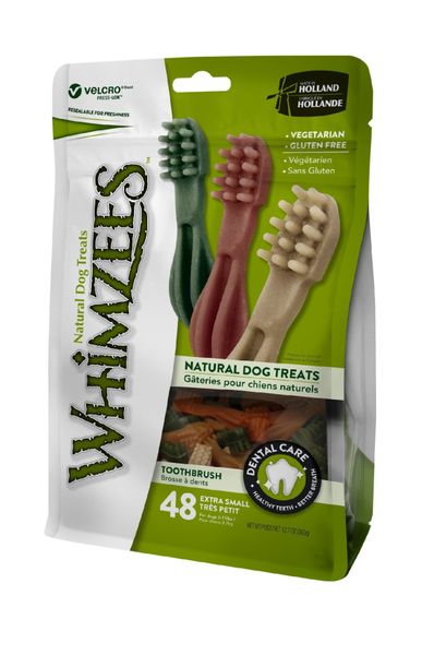 Whimzees Toothbrush X-Small Dog Treats - Value Bag (48 pieces)