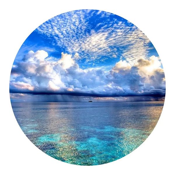 Round Non-Slip Sea &amp; Sky Themed Mouse Pad