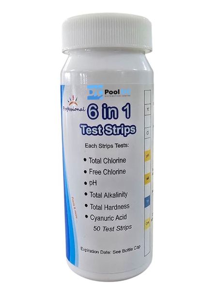 Pool DC - Professional 6-in-1 Swimming Pool Water Test Strips (50 Strips)