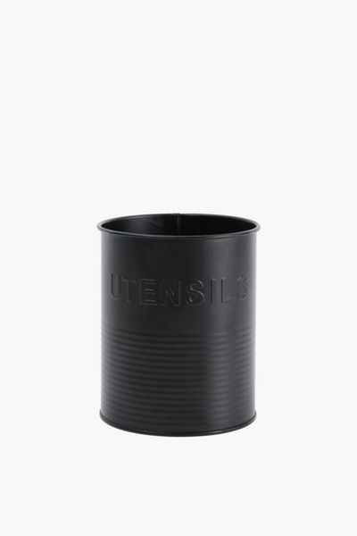 Galvanised Metal Utensil Holder - Black