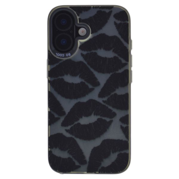 Chrome Effect Black Kiss Print Phone Case - Comaptible With iPhone