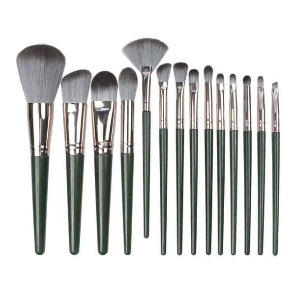 14-Piece Wooden Handle Makeup Brush Set