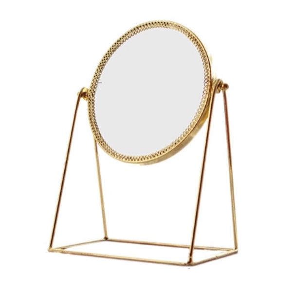 Home Decor Makeup Retro Metal Gold Mirror Round