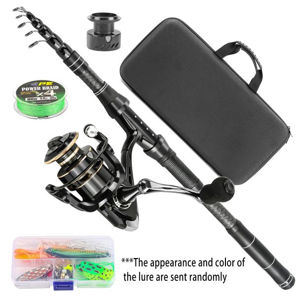 1.8-2.1m Portable Carbon Telescopic Beginner Fishing Rod Set - AE3000