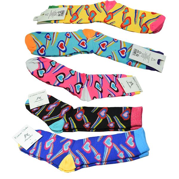 Colorful Hearts Design Comfortable Socks-6 Pairs