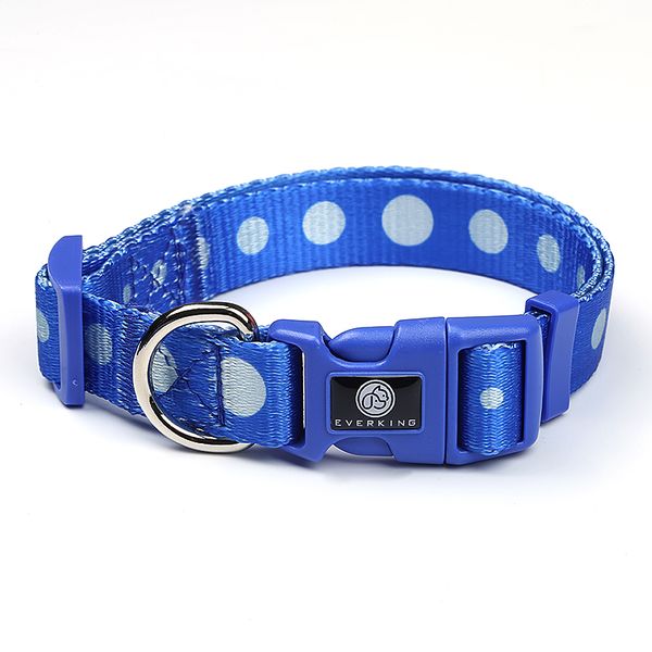 Blue Cat Collar with Fun White Dots