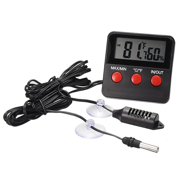 Digital LCD Thermometer Pet Reptile Humidity Meter with Remote Sensor