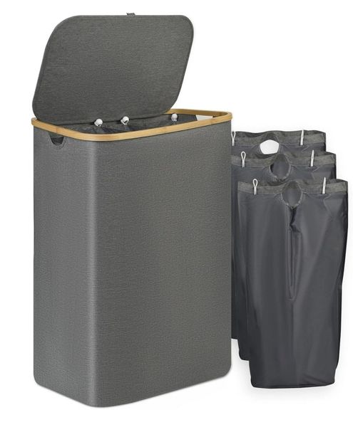 Laundry Basket with Lid and Large Capacity With 3 Section