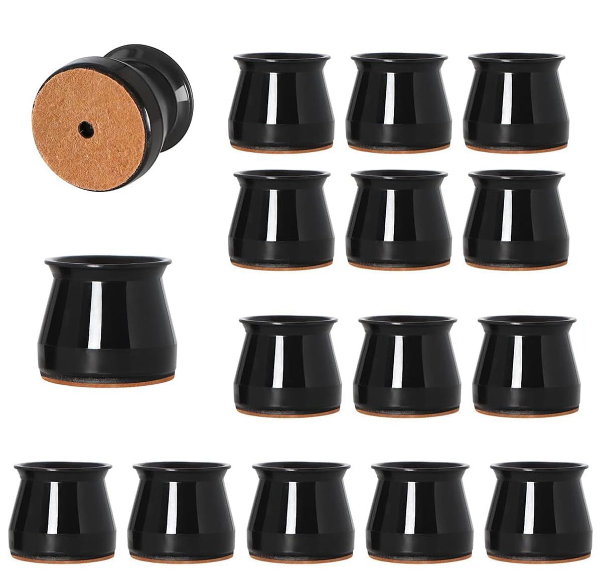 16 Piece Silicone Chair Leg Floor Protectors with Felt Pads