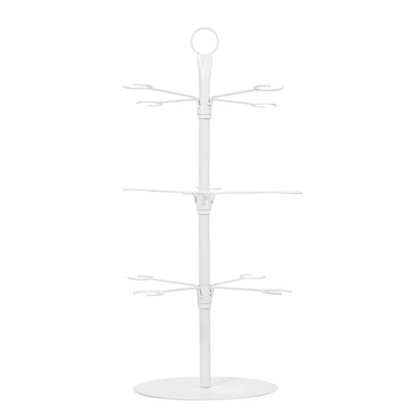 3 Tier Champagne Tower with 12 Brackets Bar Stand - White