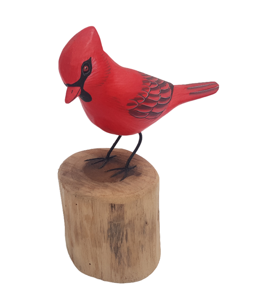 Wooden Painted Bird On Branch Ornament - 15cm