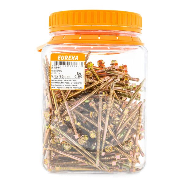 EUREKA Tek Screw Hex Head Coarse Thread 5.5 x 90mm Q:250 BP371
