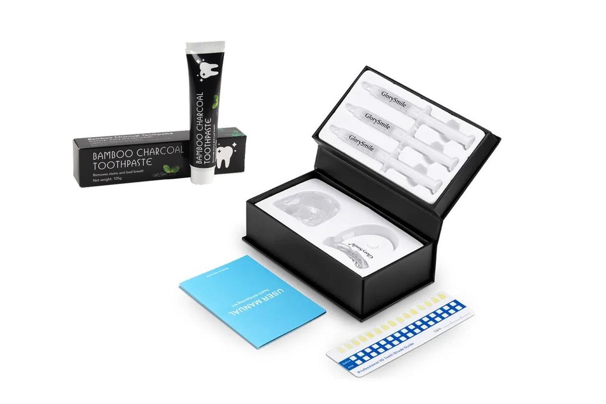 2 in 1 Professional Teeth Whitening Kit with Bamboo Charcoal Toothpaste