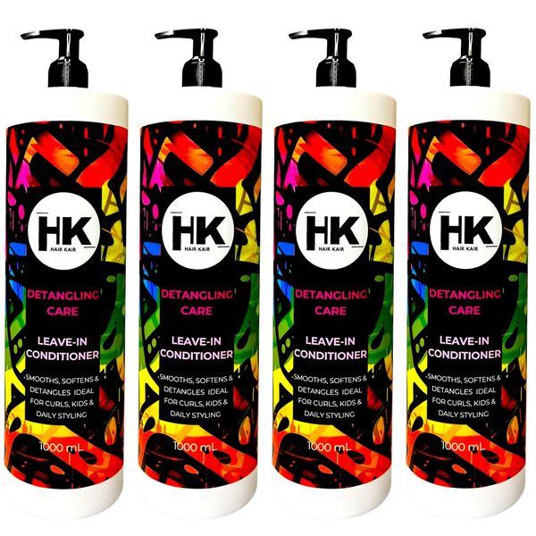 HK Detangling Care Leave-In Conditioner 4 x 1L- for Curls, Kids &amp; Weaves