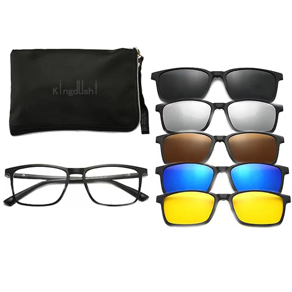 Kingdushi Magnetic Clip-On Eyeglasses Frame, Uv400, Sun And Night Lenses