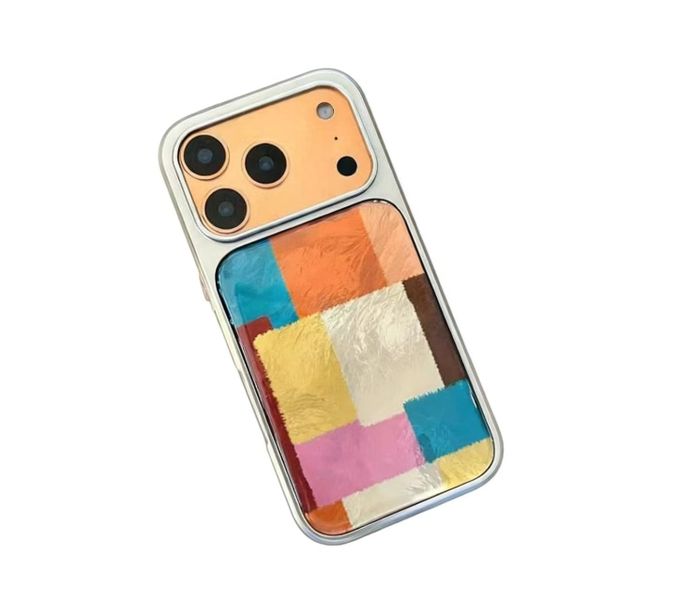 Retro multi-color chiffon-spun fabric stitched Apple phone case