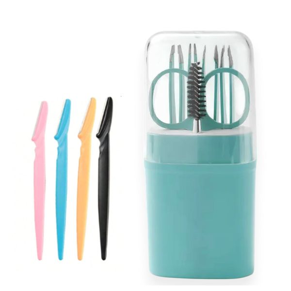 10 Piece Precision Brow Shaping Tool Eyebrow Tweezer Kit Blue