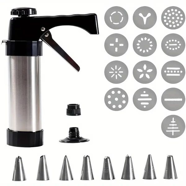 Stainless Steel Cookie Press Set for Baking Cake Icing Cookie Press Gun Kit