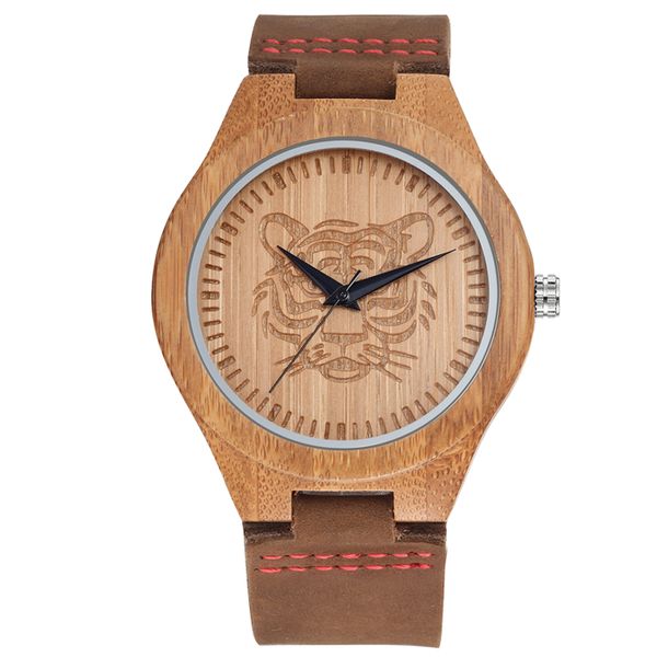 Skone Men's Raymond Wooden Watch With Brown Stra image