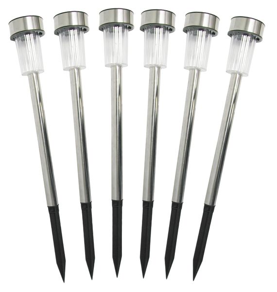 Stainless Steel LED Solar Garden Lamps - Set of Six