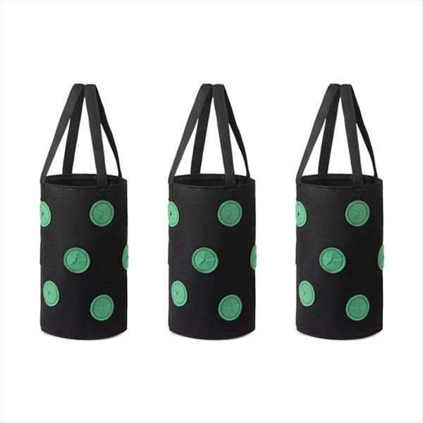 3 Pcs Multi-Function 12 Holes Felt Hanging Tomato Grow Bag D