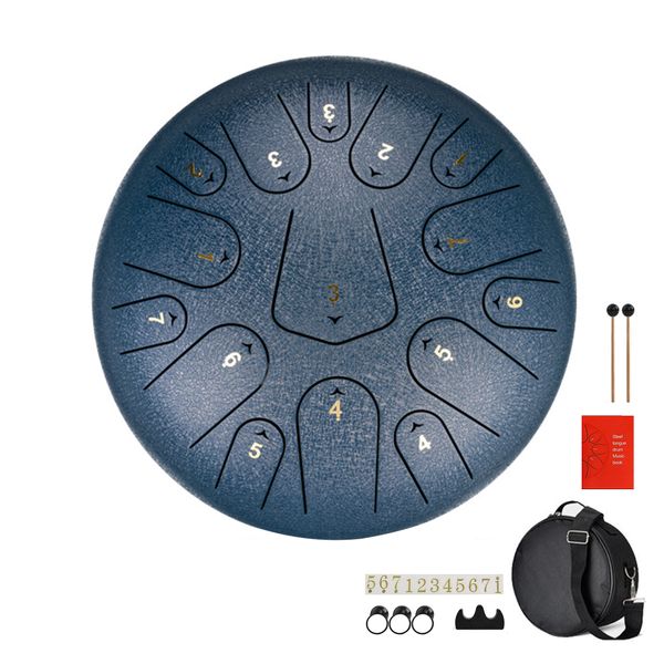 Steel Tongue Drum 12 Inch 15 Notes - Navy Blue