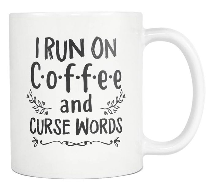 I Run On Coffee and Curse Words Birthday Colleague Christmas Gift 11Oz Mug
