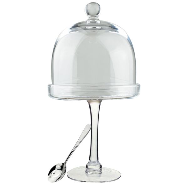 31cm - Elegant Tabletop Glass Cheese Platter with Dome