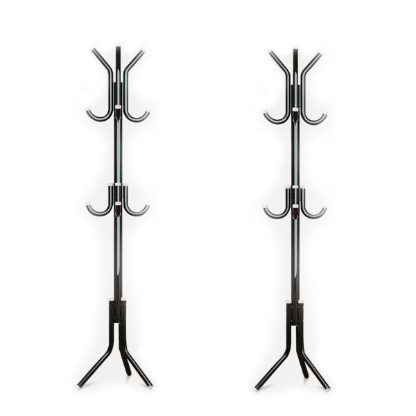 Classic Black Wrought Iron Three-Pronged Base Coat Rack