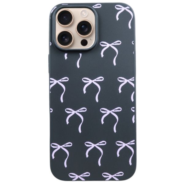 Cute Minimalistic Bows Phone Case Compatible With iPhone 16 Pro Max - Black