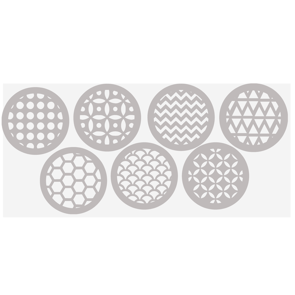 Collection of 7 beautiful coaster size stencils patterns (9.5 cm)