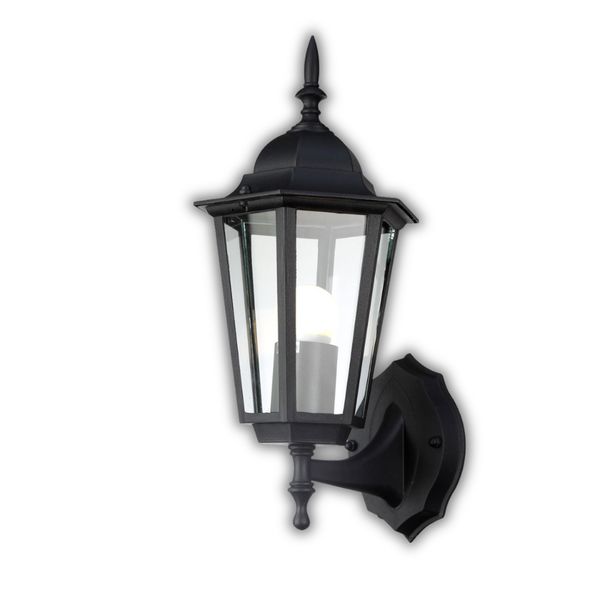 Starlit Matte Black 6 Panel Up Facing Lantern