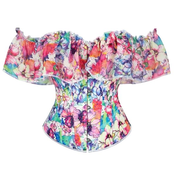 Carmen Floral Tank Corset Crop Top Bustier Cami Top