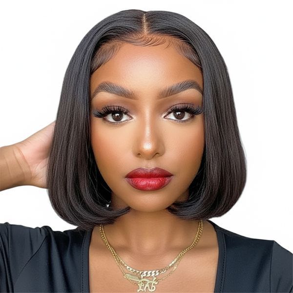 8 inch Bob Wig Human Hair 200 Density Virgin Remy Hair Double Drawn Wig