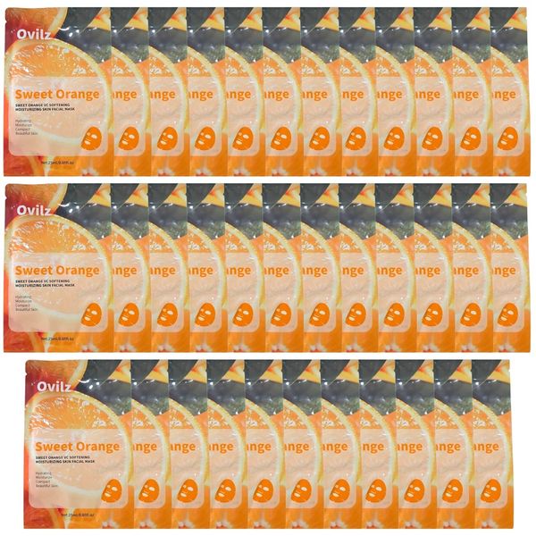 Pack of 35 Sweet Orange Vitamin C Softening Moisturizing Skin Facial Mask