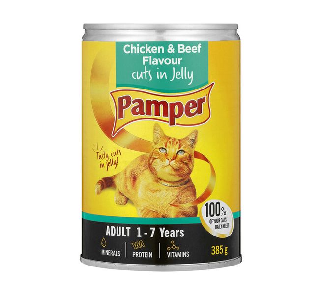 Pamper Moist Cat Food Chicken And Beef (12 x 385g)