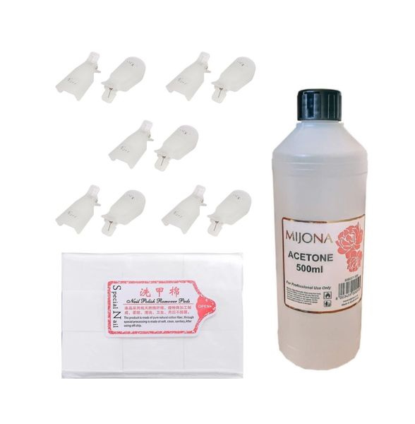 White Reusable Soak Off Fingernail Clips Combo