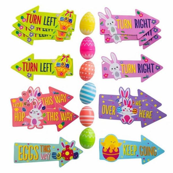 15pc kid Easter Hunt Arrows | Bunny Signs Set with 6 EGG Treasure Hide Set