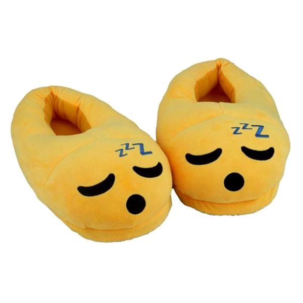 Slippers - Soft Plush Emoji Slippers - Sleepy Size 41-43