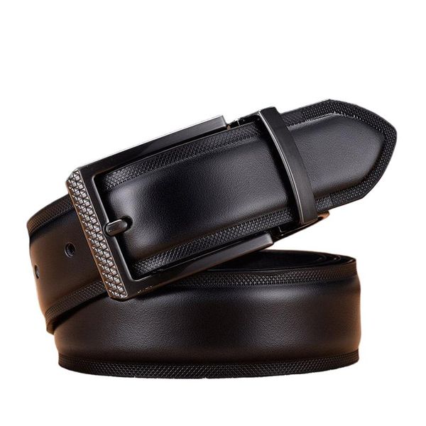 Men's Business Leather Belt - Vintage Color-Changing Cowhide with Buckle