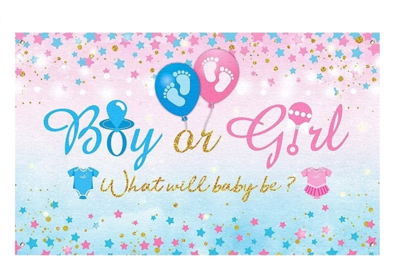 Party Table &amp; Photography Backdrop - Gender Reveal