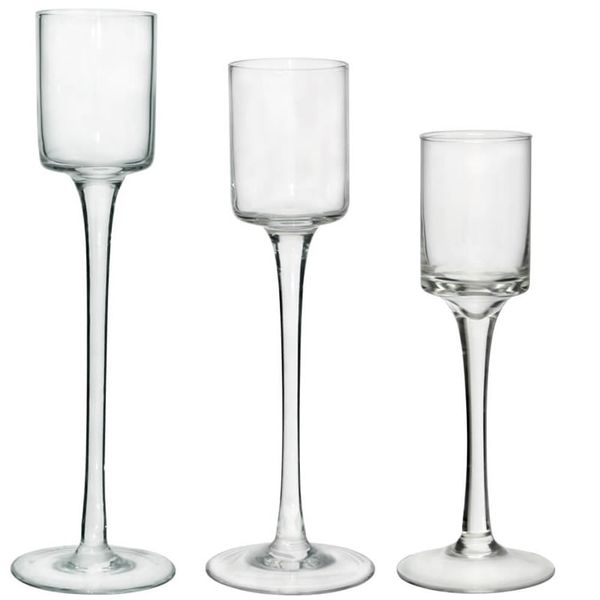 Set of 3 High Elegant Glass Stylish Design Candle Holder -NN32
