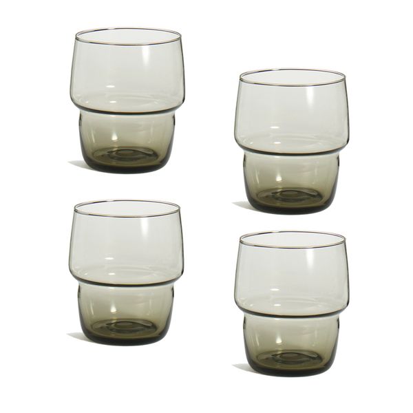 Set of 4 x 390ml Layered Glass- Charcoal Colour- 6941023188761