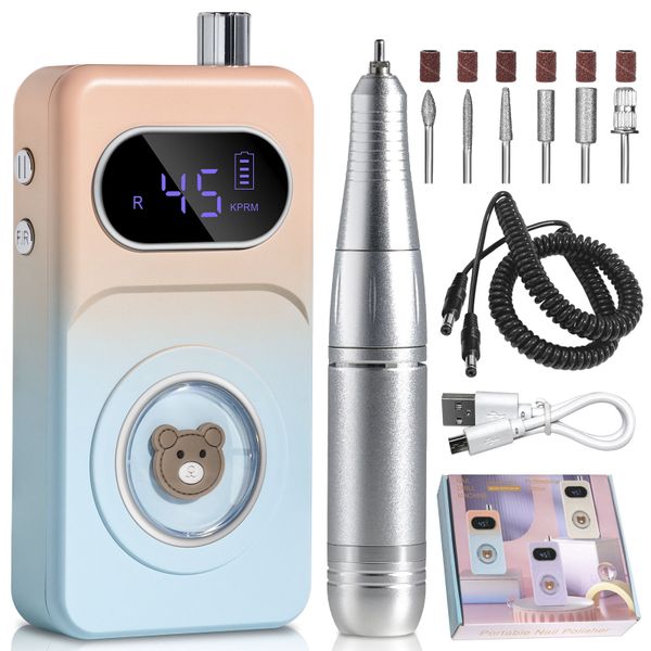 45000RPM Rechargeable Nail Drill Machine, Portable Electric Nail File