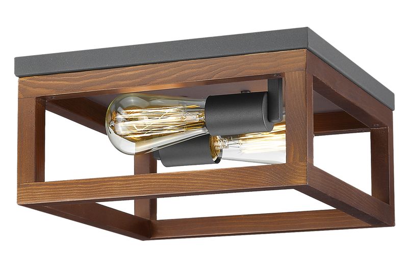 Bright Star CF441 BK/WOOD Rustic Industrial Ceiling Light