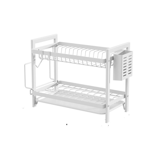 Heavy Duty Dish Drying Rack, Kitchen Organiser with Utensil Holder 2-Tie