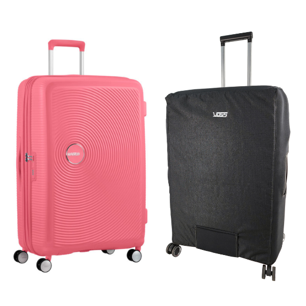 American Tourister Soundbox Expandable 77cm coral + FREE Voss Luggage Cover