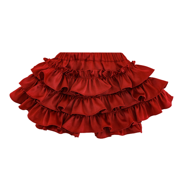 Girls' Red Ruffle Layered Skort